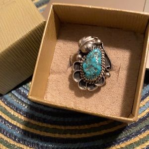Vintage Turquoise Sterling Silver Ring-women siz 6